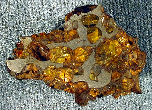 photo of a Stony Iron Meteorite (polished section), Found in Brenham, Kansas, 1882.
