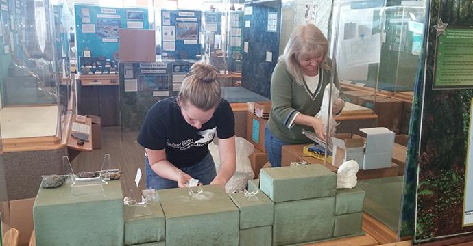 Members of Arcata Sunrise Rotary helping set-up displays when we moved to our new museum building. 