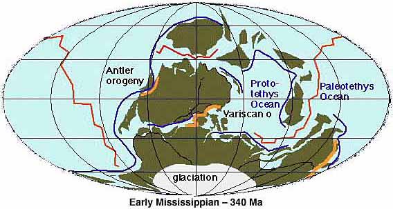 Early Mississippian - tectonic plate reconstruction