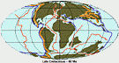 Late Cretaceous Plate tectonic reconstruction map