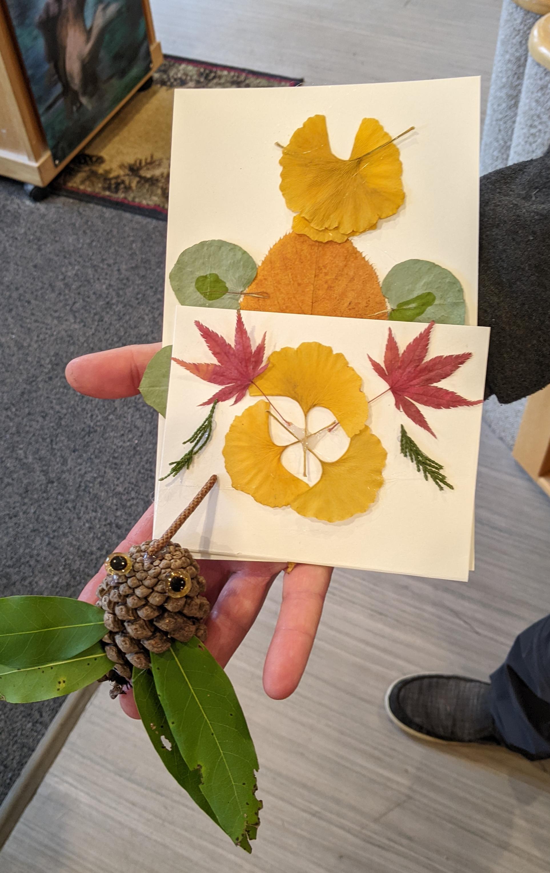 Picture of critters made from leaves